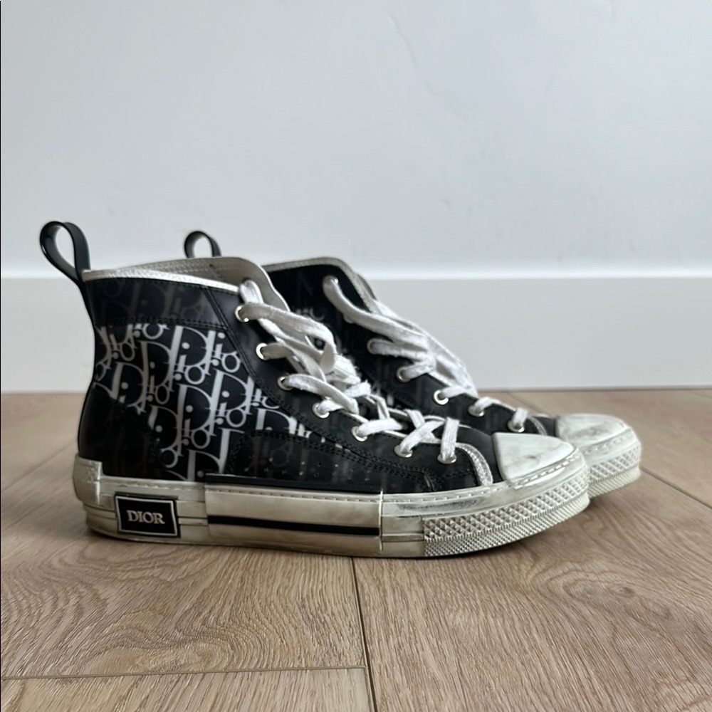 Dior Black and White Artistic High-Top Sneakers